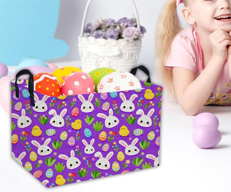 DDBASKET Easter Basket for Kids Gift Baskets Empty Baby Easter Basket for Boys and Girls Rectangular Toy Storage Bins Organizer Bin Box Cute room Decor for Home - Image 5